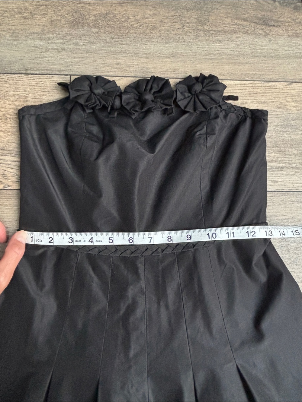 Lilly Pulitzer Vintage Fit & Flare Strapless Rosette Dress Silk Blend Black Sz 0 - Picture 6 of 12